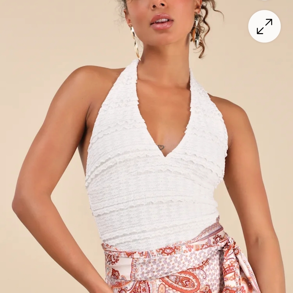 Lulu's White Halter Bodysuit